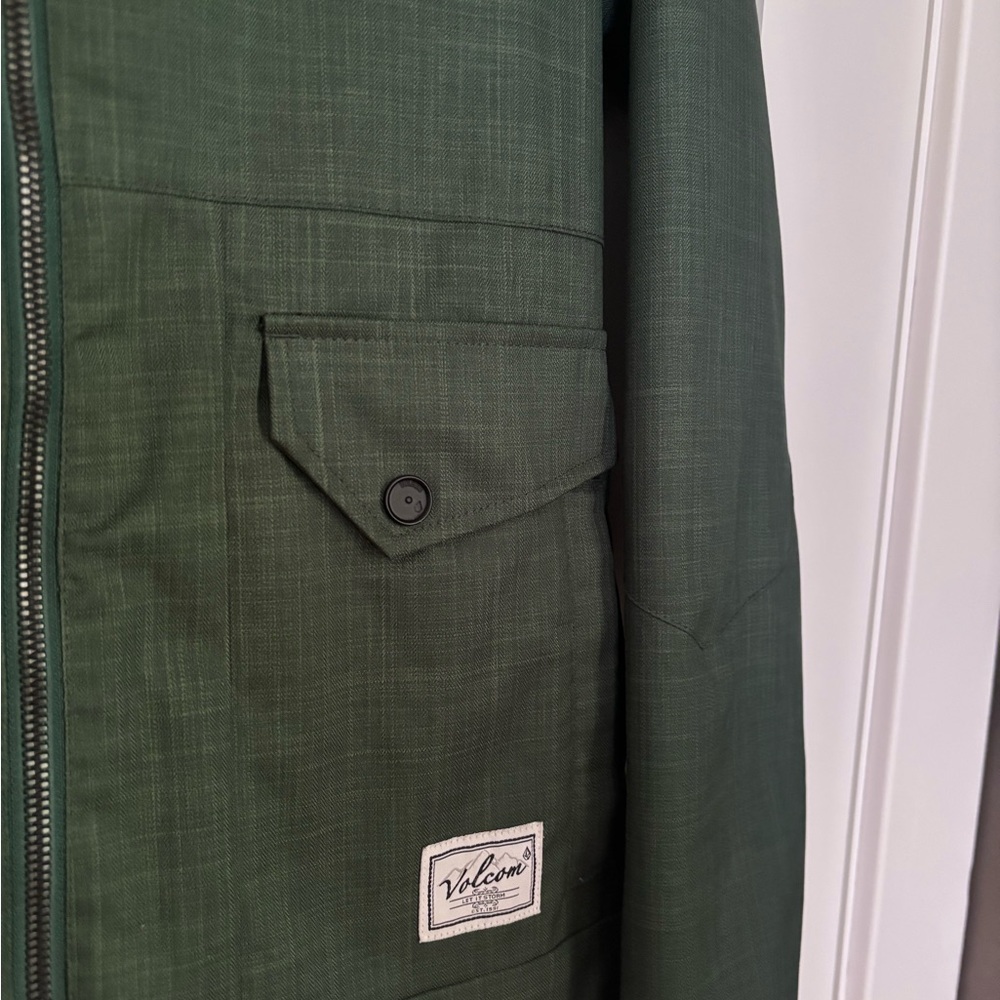 Volcom Hooded Ski Jacket in Dark Green - Picture 3 of 5